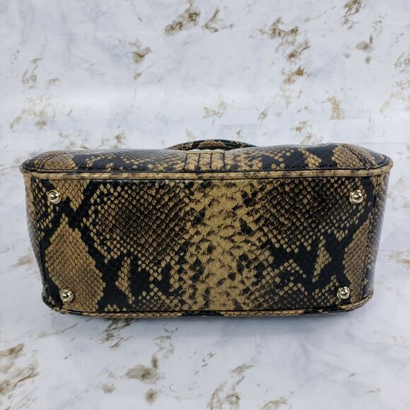 Brahmin Handbag Felix Mini Layla Satchel Purse, Coffee Animal Print - Picture 7 of 8